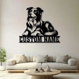 Custom Metal Border Collie Sign with Led Light Border Collie Family Name Gift Gift For Dog Lover Dog Monogram Metal