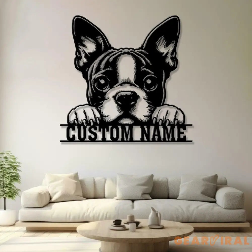Custom Metal Boston Terrier Sign with Led Light Boston Terrier Family Name Gift Gift For Dog Lover Dog Monogram Metal