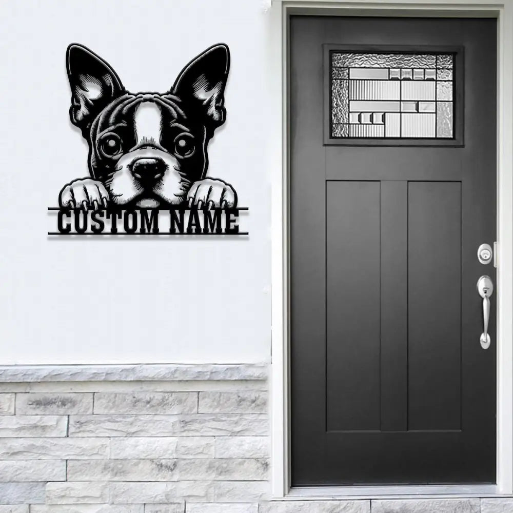 Custom Metal Boston Terrier Sign with Led Light Boston Terrier Family Name Gift Gift For Dog Lover Dog Monogram Metal