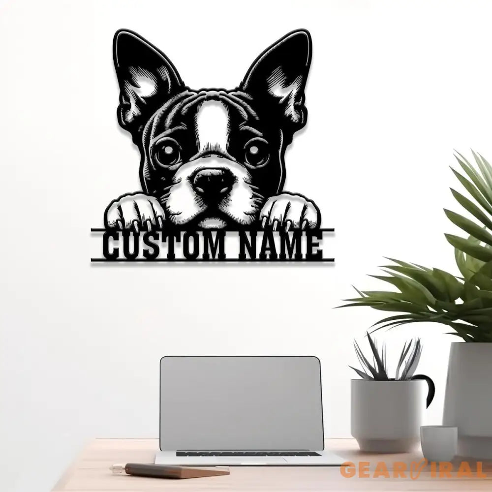 Custom Metal Boston Terrier Sign with Led Light Boston Terrier Family Name Gift Gift For Dog Lover Dog Monogram Metal