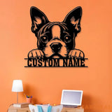 Custom Metal Boston Terrier Sign with Led Light Boston Terrier Family Name Gift Gift For Dog Lover Dog Monogram Metal