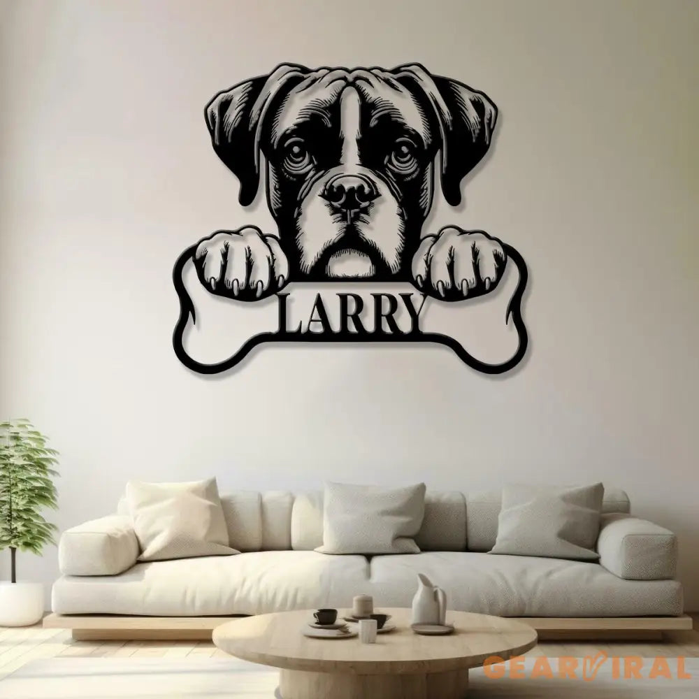 Custom Metal Boxer Sign with Led Light Boxer Dog Name Gift Gift For Dog Lover Dog Monogram Metal Sign Dog Mom Gift