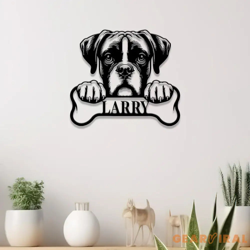 Custom Metal Boxer Sign with Led Light Boxer Dog Name Gift Gift For Dog Lover Dog Monogram Metal Sign Dog Mom Gift