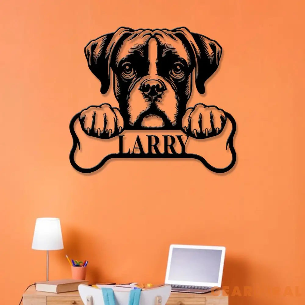 Custom Metal Boxer Sign with Led Light Boxer Dog Name Gift Gift For Dog Lover Dog Monogram Metal Sign Dog Mom Gift