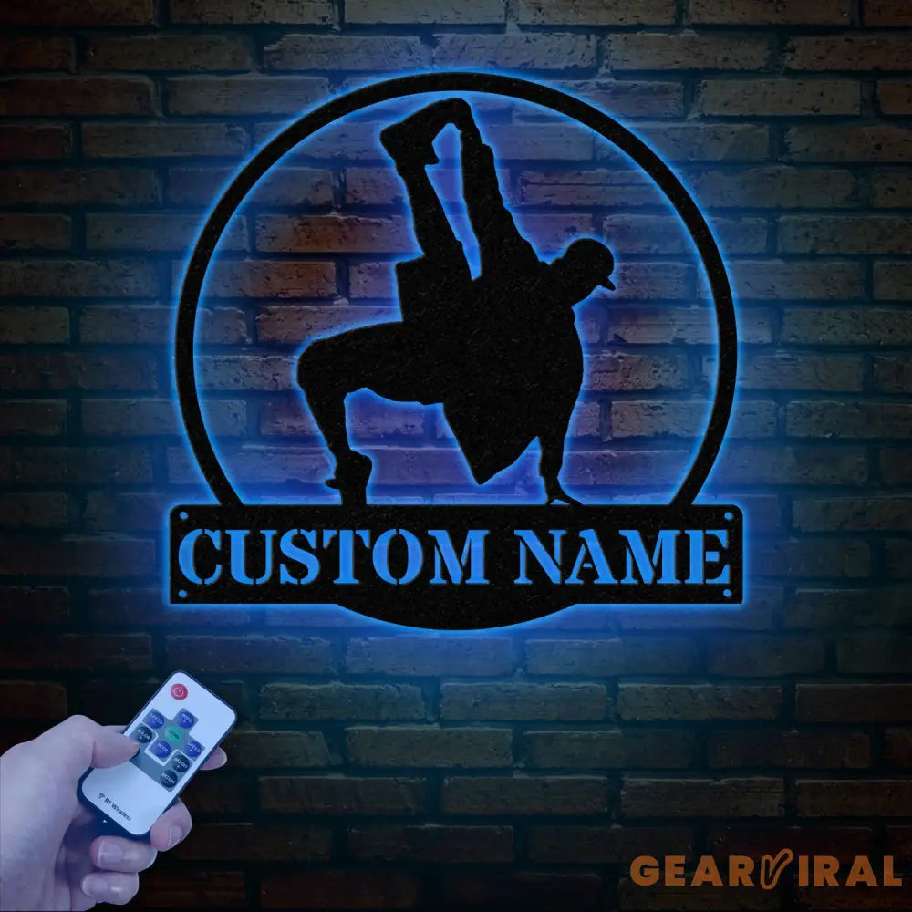 Custom Metal Break Dancing Sign with LED Light Breakdancer Gift Breakdancing Club Decor Dance Wall Art Personalized Boy