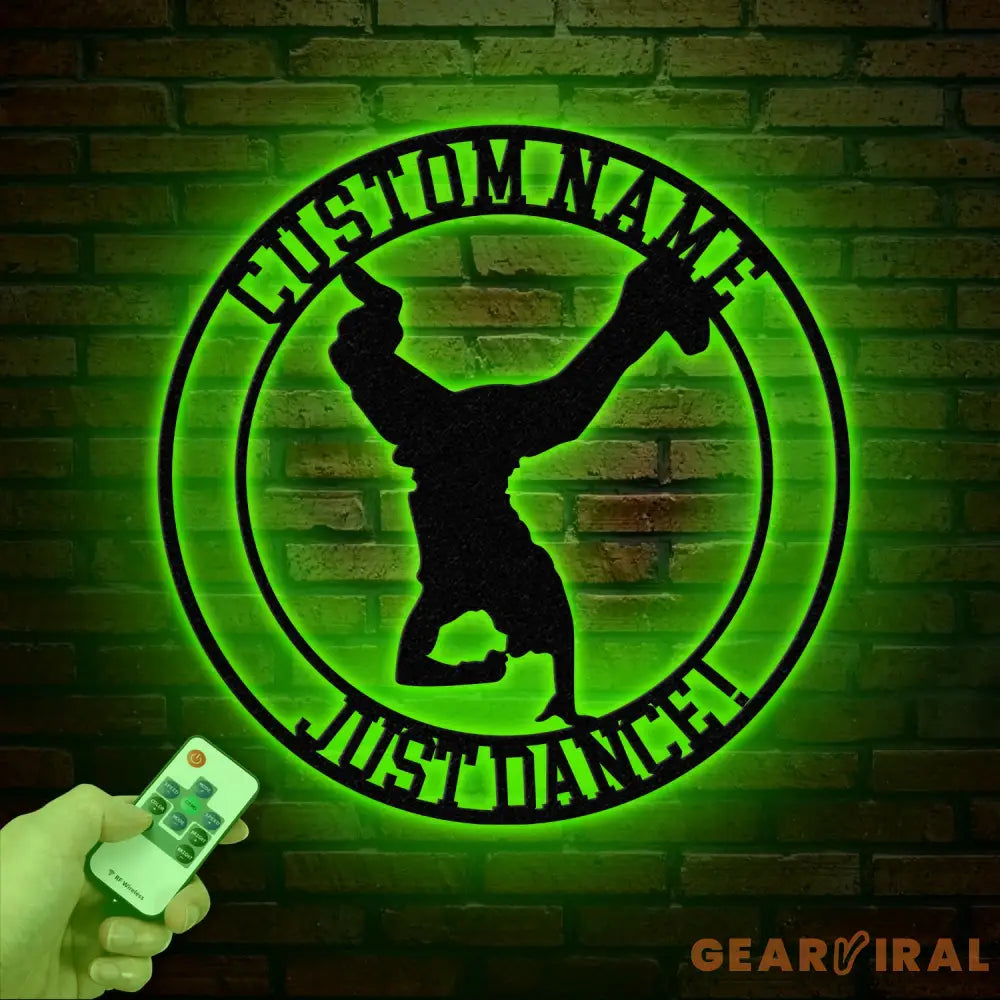 Custom Metal Break Dancing Sign with LED Light Breakdancer Gift Breakdancing Club Decor Dance Wall Art Personalized Boy