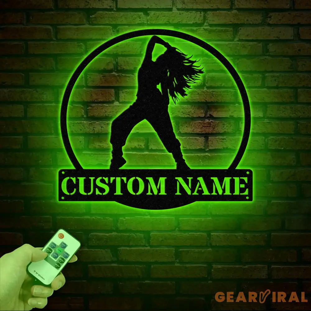 Custom Metal Break Dancing Sign with LED Light Girl Breakdancer Gift Breakdancing Club Decor Dance Wall Art Girl Dance