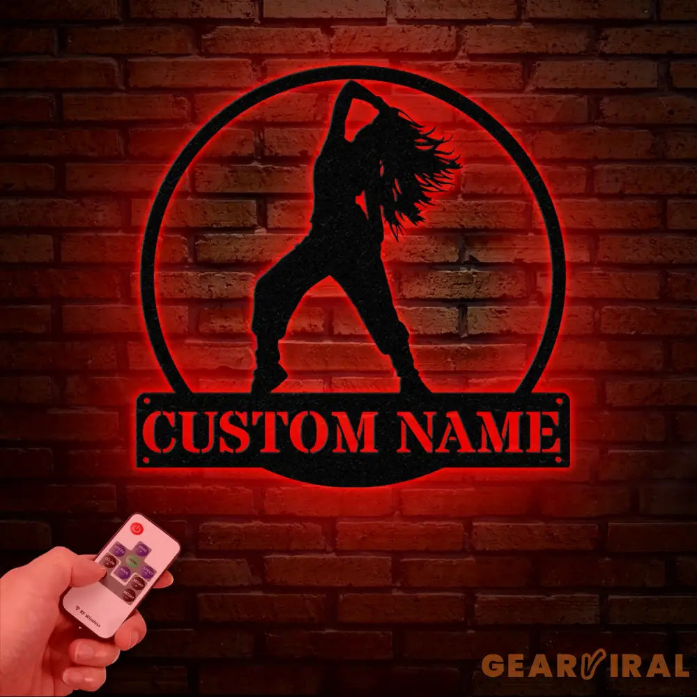 Custom Metal Break Dancing Sign with LED Light Girl Breakdancer Gift Breakdancing Club Decor Dance Wall Art Girl Dance