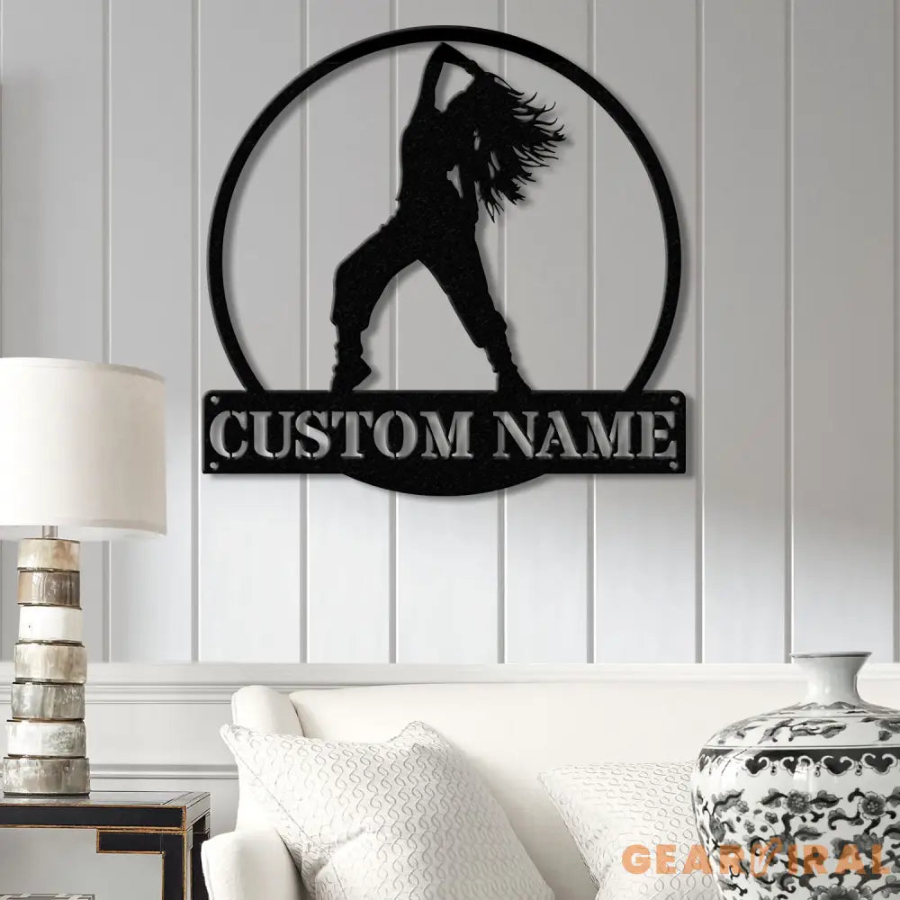 Custom Metal Break Dancing Sign with LED Light Girl Breakdancer Gift Breakdancing Club Decor Dance Wall Art Girl Dance