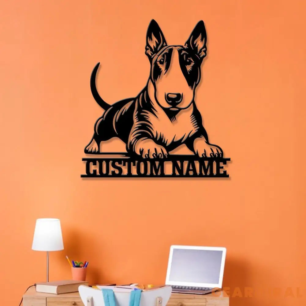 Custom Metal Bull Terrier Sign with Led Light Bull Terrier Family Name Gift Gift For Dog Lover Dog Monogram Metal Sign