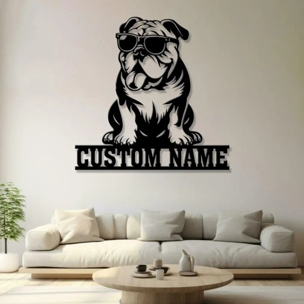 Custom Metal Bulldog Sign Bulldog Family Name Gift Gift For Dog Lover Dog Monogram Metal Sign Dog Mom Gifts Bulldog