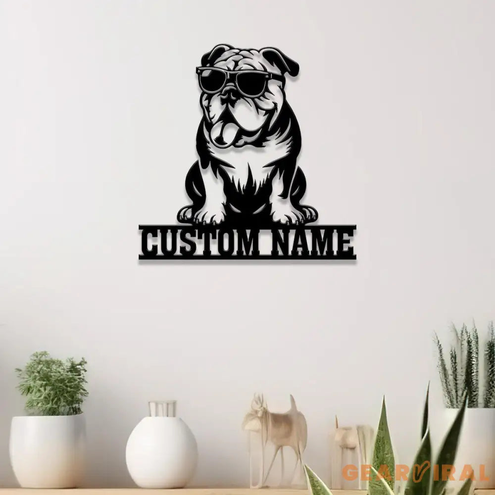 Custom Metal Bulldog Sign Bulldog Family Name Gift Gift For Dog Lover Dog Monogram Metal Sign Dog Mom Gifts Bulldog