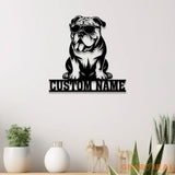Custom Metal Bulldog Sign Bulldog Family Name Gift Gift For Dog Lover Dog Monogram Metal Sign Dog Mom Gifts Bulldog