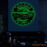 Custom Metal Car Garage Signs with Led Light Metal Car Sign Metal Garage Wall Art Dad’s Gift for Mechanic Men Cave Decor