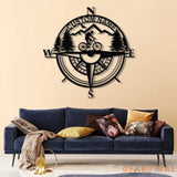Custom Metal Compass Coordinates Sign with LED Lights Mountain Wall Art Nautical Compass Rose Biker Decor Mountain Bike