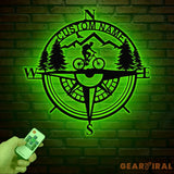 Custom Metal Compass Coordinates Sign with LED Lights Mountain Wall Art Nautical Compass Rose Biker Decor Mountain Bike