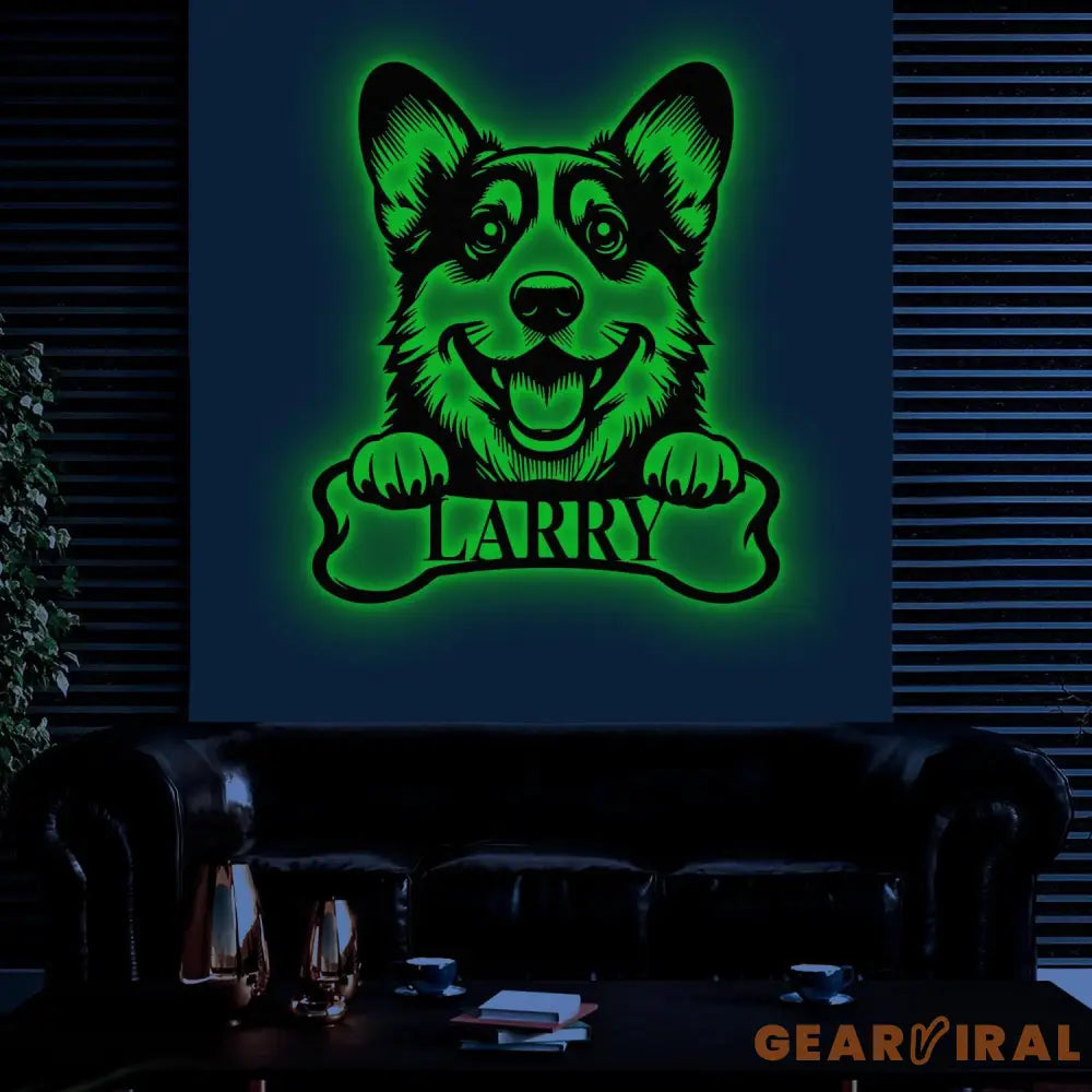 Custom Metal Corgi Sign with Led Light Corgi Family Name Gift Gift For Dog Lover Dog Monogram Sign Dog Mom Gifts Corgi