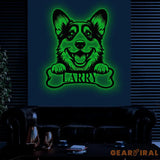 Custom Metal Corgi Sign with Led Light Corgi Family Name Gift Gift For Dog Lover Dog Monogram Sign Dog Mom Gifts Corgi