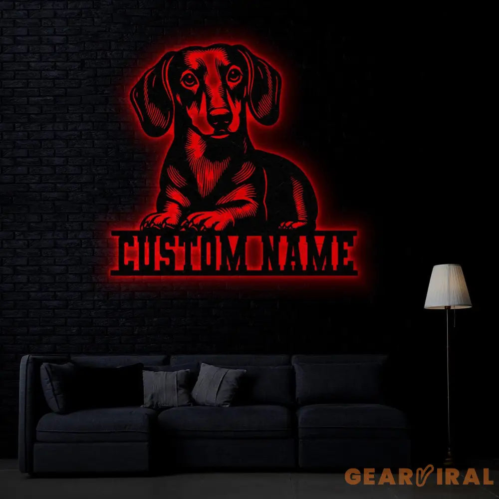 Custom Metal Dachshund Sign with Led Light Dachshund Dog Name Gift Gift For Dog Lover Dog Monogram Metal Sign Dog Mom