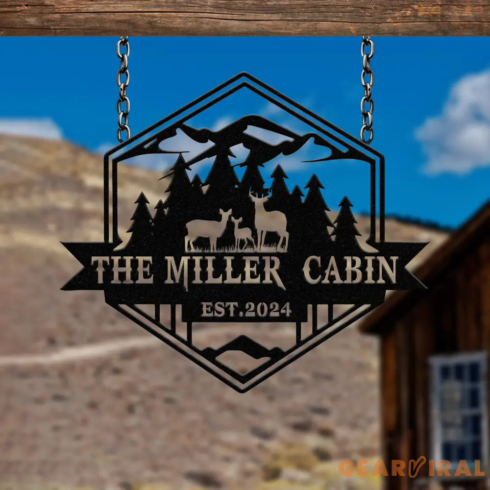 Custom Metal Deer Cabin Sign Deer Hunter Gift Custom Last Name Sign Outdoor Decor Man Cave Decor Home Decor Hunter Gift