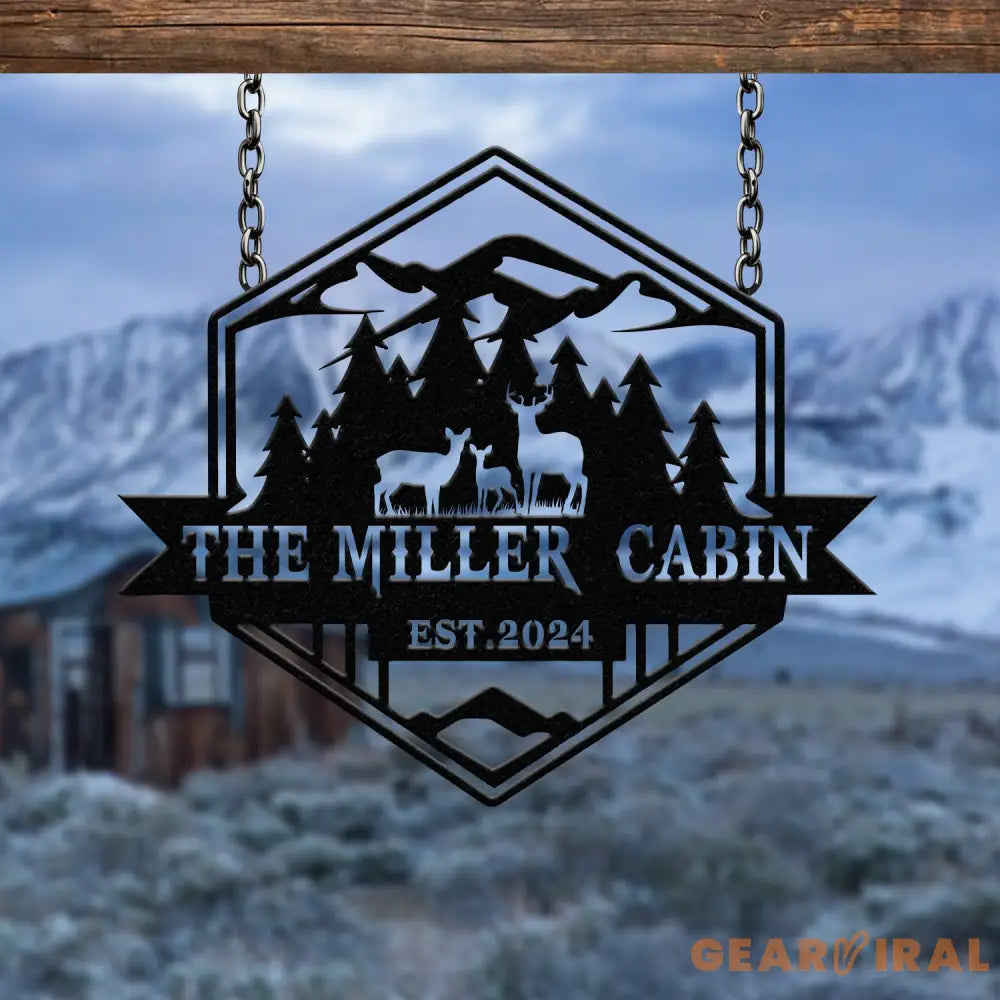 Custom Metal Deer Cabin Sign Deer Hunter Gift Custom Last Name Sign Outdoor Decor Man Cave Decor Home Decor Hunter Gift
