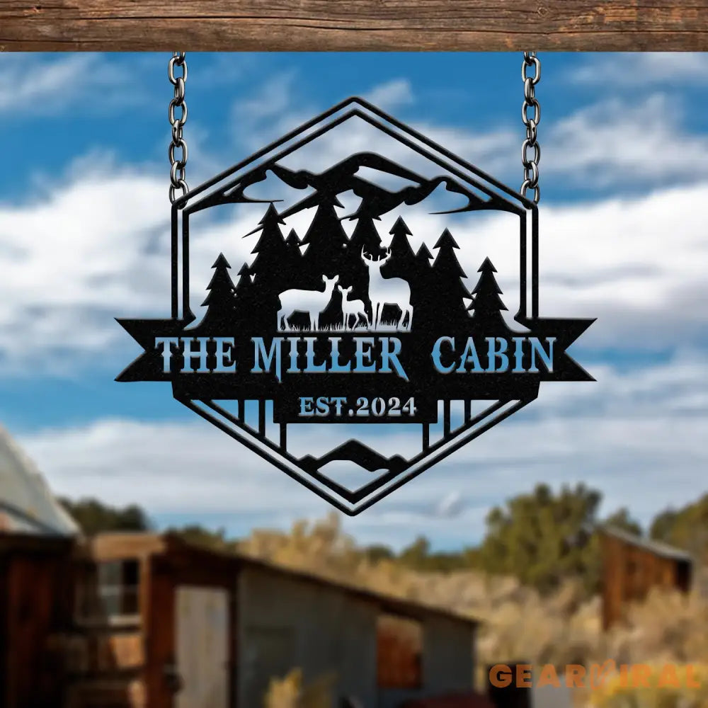 Custom Metal Deer Cabin Sign Deer Hunter Gift Custom Last Name Sign Outdoor Decor Man Cave Decor Home Decor Hunter Gift