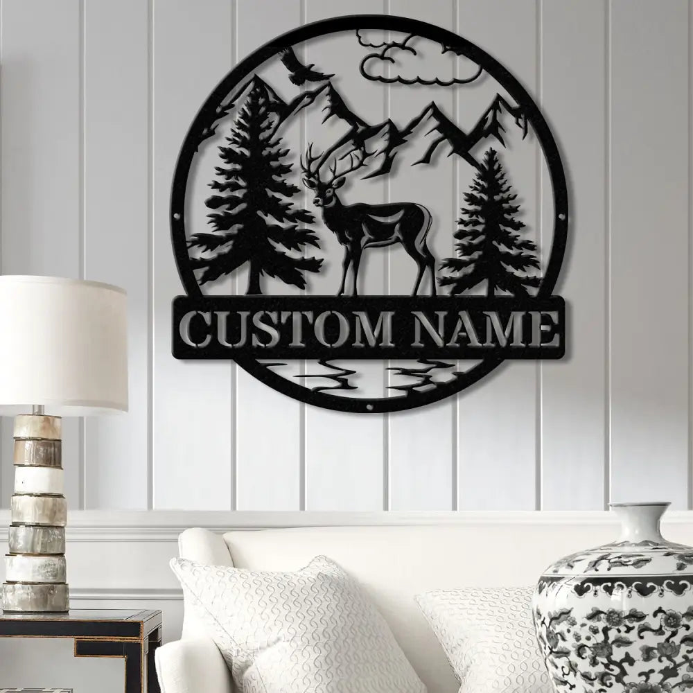 Custom Metal Deer Cabin Sign with Led Light Deer Hunter Gift Custom Last Name Sign Outdoor Decor Man Cave Decor Hunter