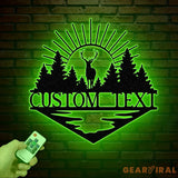 Custom Metal Deer Cabin Sign with Led Light Deer Hunter Gift Custom Last Name Sign Outdoor Decor Man Cave Decor Hunter