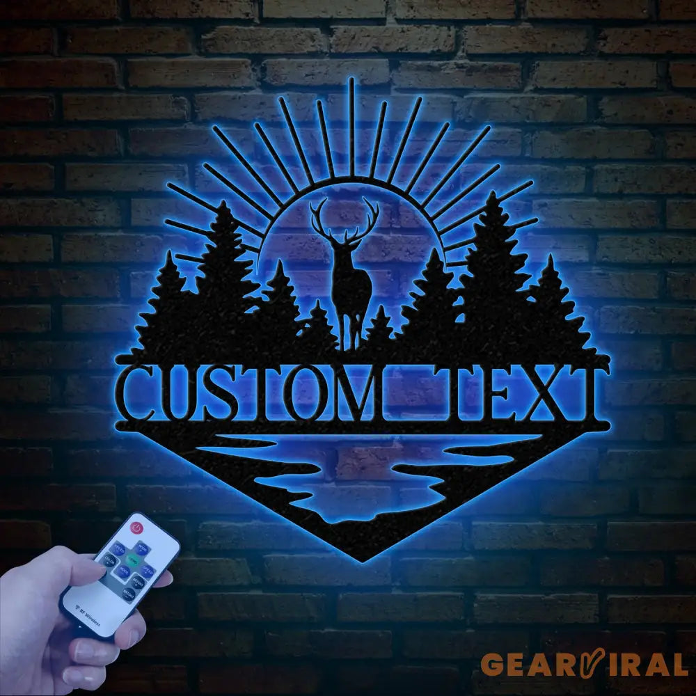 Custom Metal Deer Cabin Sign with Led Light Deer Hunter Gift Custom Last Name Sign Outdoor Decor Man Cave Decor Hunter