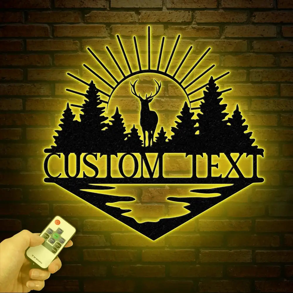 Custom Metal Deer Cabin Sign with Led Light Deer Hunter Gift Custom Last Name Sign Outdoor Decor Man Cave Decor Hunter