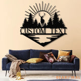 Custom Metal Deer Cabin Sign with Led Light Deer Hunter Gift Custom Last Name Sign Outdoor Decor Man Cave Decor Hunter