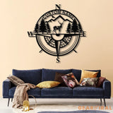 Custom Metal Deer Compass Cabin Sign with LED Light Personalized Last Name Sign Deer Hunter Gift Lodge & Cabin Outdoor