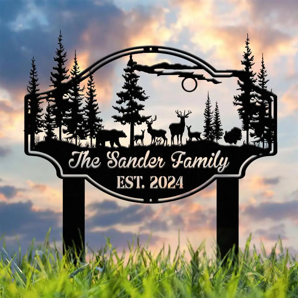 Custom Metal Deer Stake Personalized Metal Name Signs Camping Sign Deer Forest Outdoor Decor Cabin Decor Housewarming