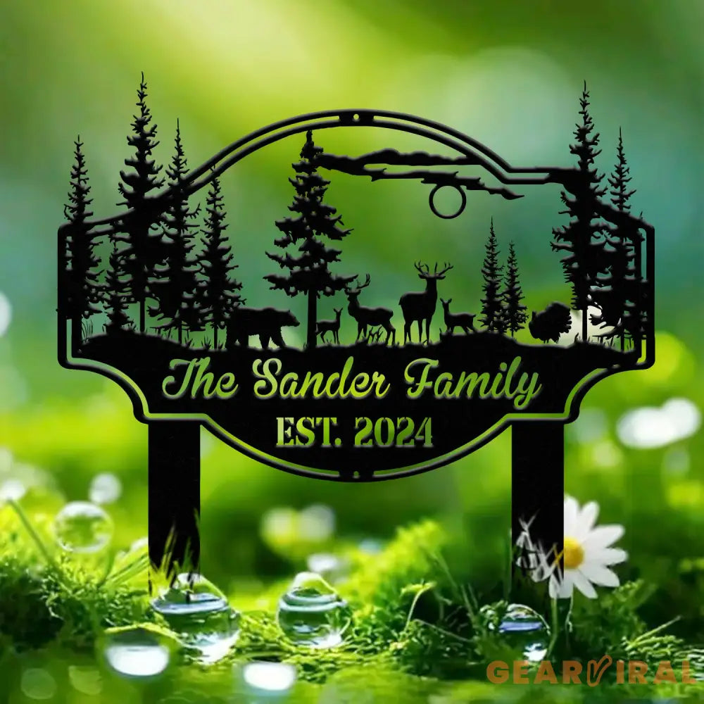 Custom Metal Deer Stake Personalized Metal Name Signs Camping Sign Deer Forest Outdoor Decor Cabin Decor Housewarming