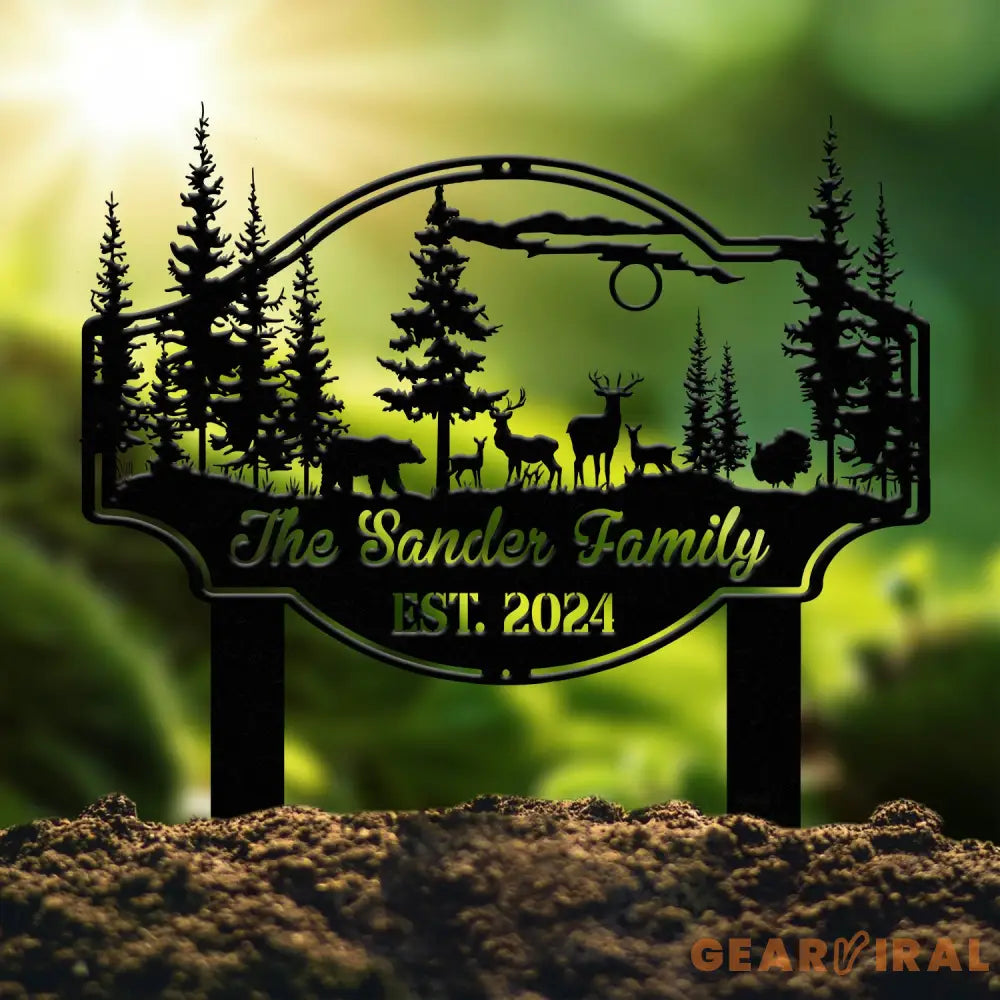 Custom Metal Deer Stake Personalized Metal Name Signs Camping Sign Deer Forest Outdoor Decor Cabin Decor Housewarming