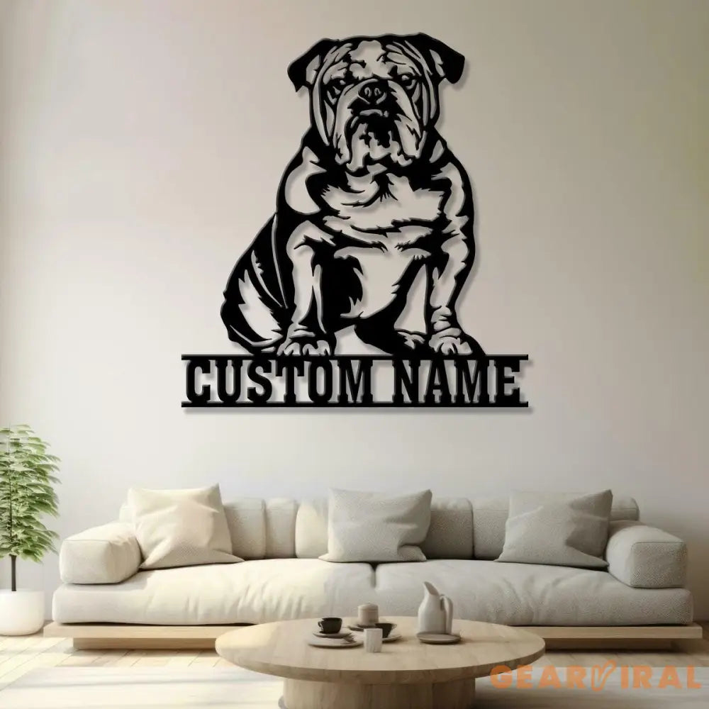 Custom Metal English Bulldog Sign with Led Light English Bulldog Family Name Gift Gift For Dog Lover Dog Monogram Sign