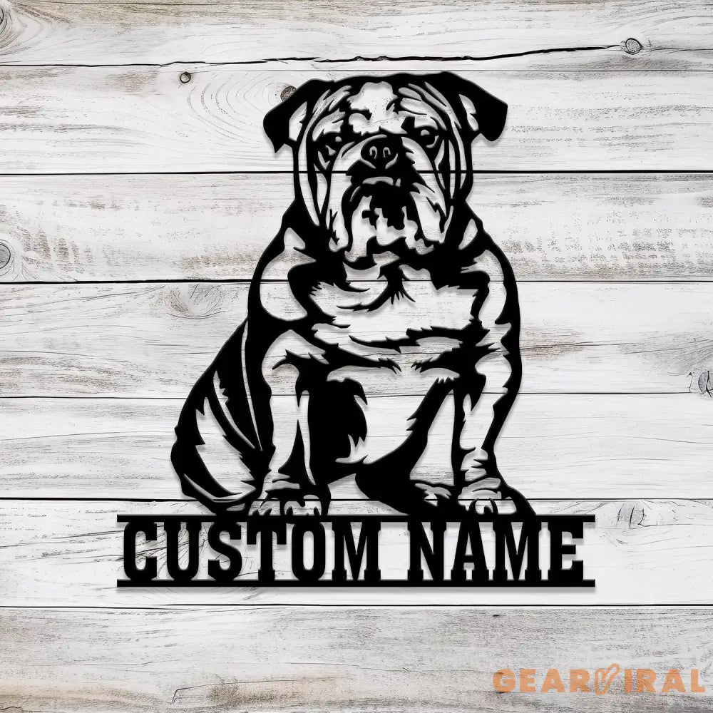 Custom Metal English Bulldog Sign with Led Light English Bulldog Family Name Gift Gift For Dog Lover Dog Monogram Sign