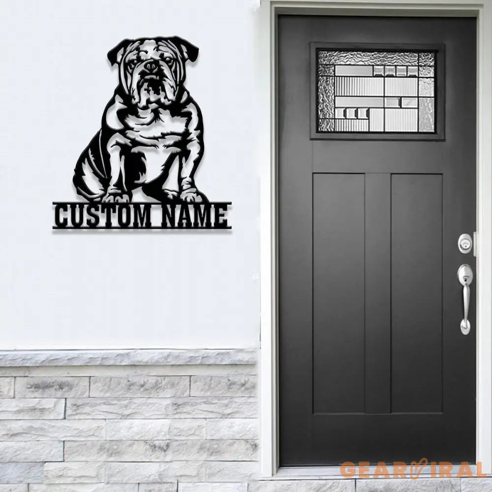 Custom Metal English Bulldog Sign with Led Light English Bulldog Family Name Gift Gift For Dog Lover Dog Monogram Sign