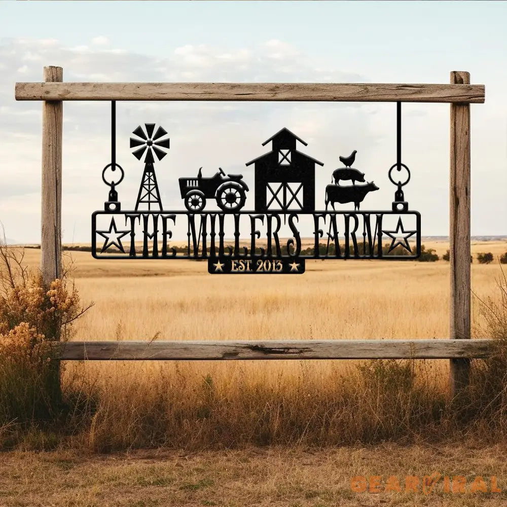 Custom Metal Farm Entrance Sign Personalized Ranch Sign Large Family Name Plaque Established Barn Decor Family Name