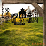 Custom Metal Farm Entrance Sign Personalized Ranch Sign Large Family Name Plaque Established Barn Decor Family Name