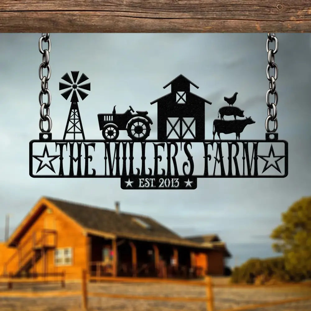 Custom Metal Farm Entrance Sign Personalized Ranch Sign Large Family Name Plaque Established Barn Decor Family Name