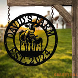 Custom Metal Farm Sign with Cow and Calf – Personalized Farm Name Sign – Ranch Decor with Year Established – Durable