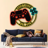 Custom Metal Gaming Room Sign with Led Light Game Controller Metal Wall Art Game Room Decor Gamer Name Sign Gaming Gift