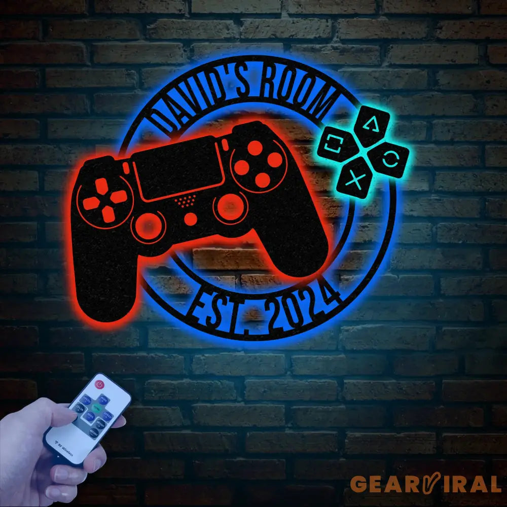 Custom Metal Gaming Room Sign with Led Light Game Controller Metal Wall Art Game Room Decor Gamer Name Sign Gaming Gift
