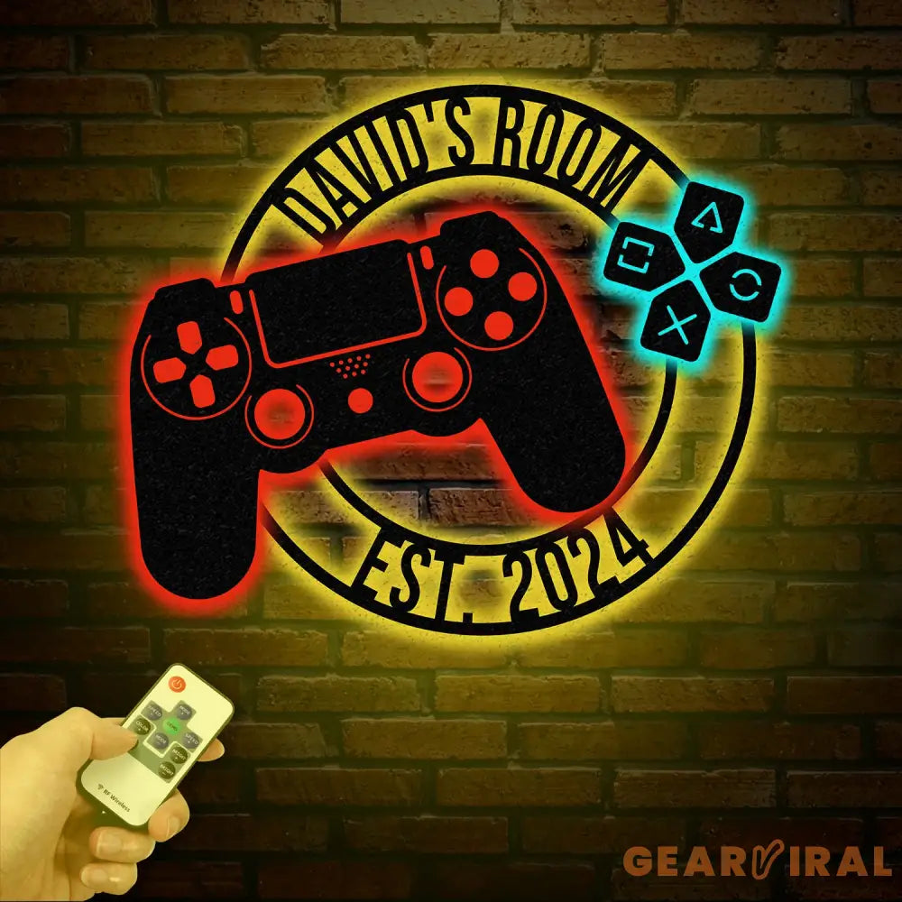 Custom Metal Gaming Room Sign with Led Light Game Controller Metal Wall Art Game Room Decor Gamer Name Sign Gaming Gift