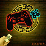 Custom Metal Gaming Room Sign with Led Light Game Controller Metal Wall Art Game Room Decor Gamer Name Sign Gaming Gift