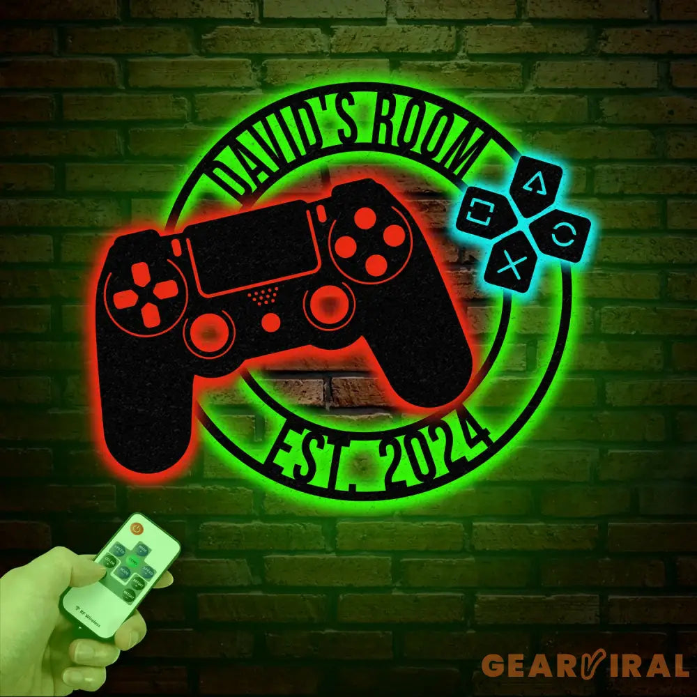 Custom Metal Gaming Room Sign with Led Light Game Controller Metal Wall Art Game Room Decor Gamer Name Sign Gaming Gift