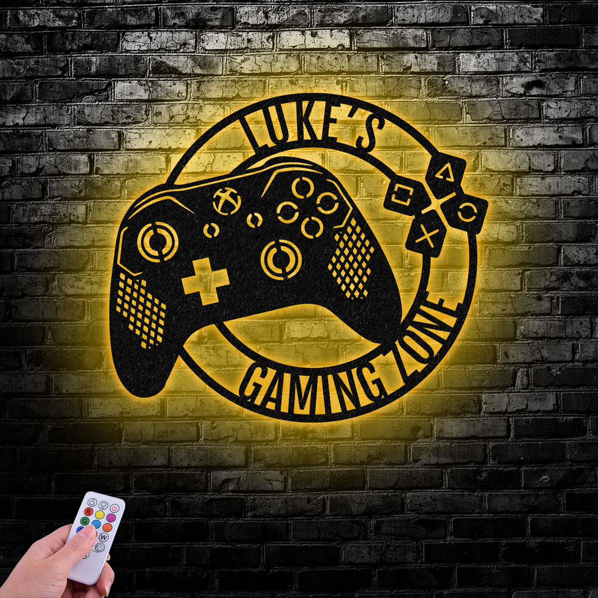 Custom Metal Gaming Sign with LED Light, Game Controller Metal Wall Art, Game Room Decor, Gamer Name Sign - Gearviral