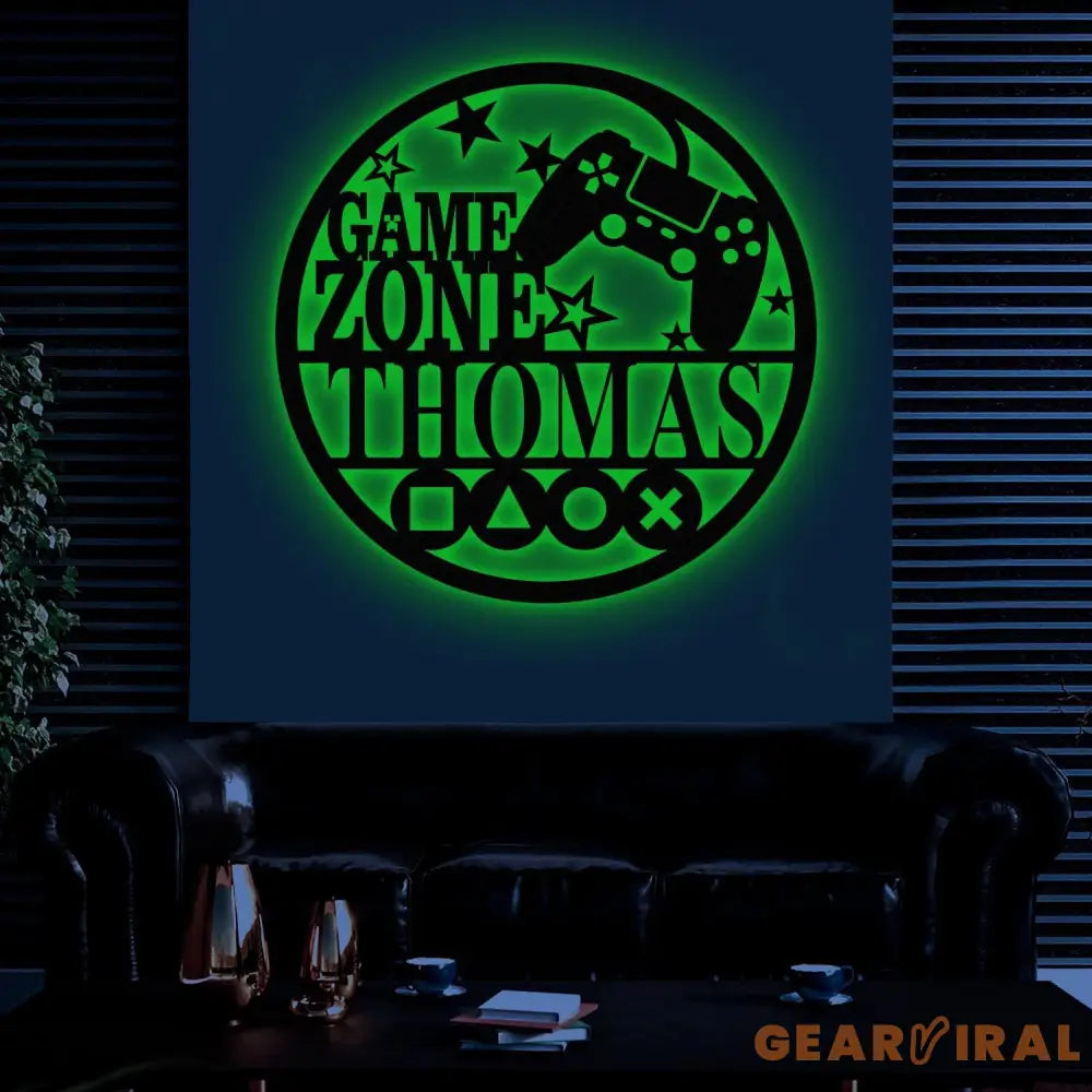 Custom Metal Gaming Zone Sign with Led Light Game Controller Metal Wall Art Game Room Decor Gamer Name Sign Gaming Gift