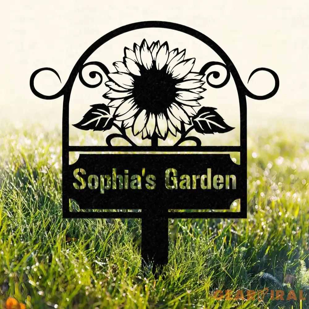 Custom Metal Garden Sign SunFlower Sign with Stakes Personalized Garden Decor Outdoor Metal Sign Housewarming Gift